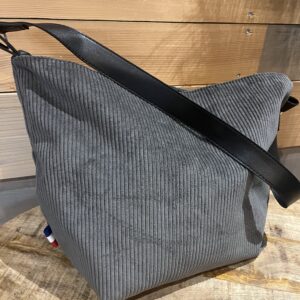 Sac city velours côtelé anthracite