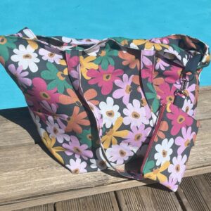 Sac de plage fleurs+ pochette zippée