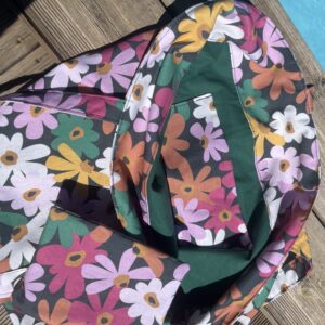 Sac de plage fleurs+ pochette zippée